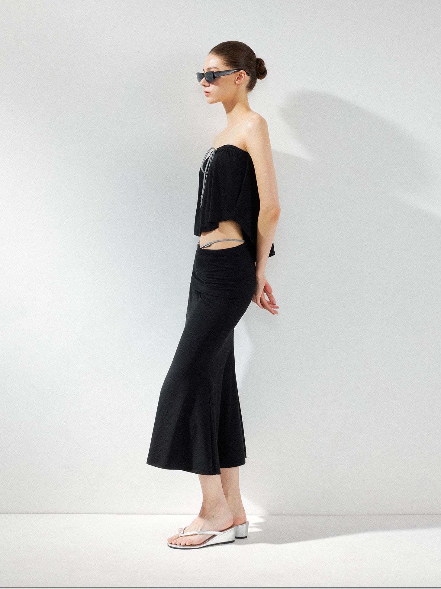 kvkv Solid Two Way Drawstring Cropped Loose Women&