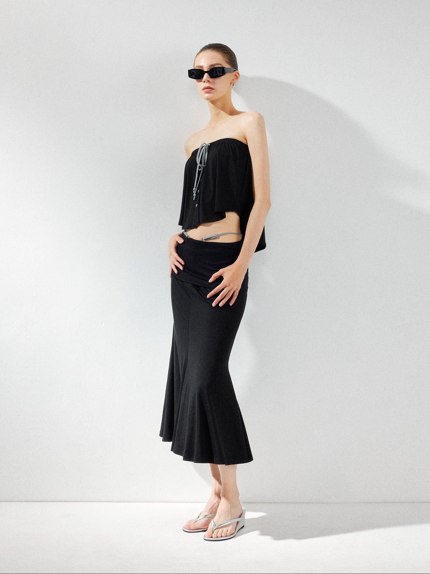 kvkv Solid Two Way Drawstring Cropped Loose Women&
