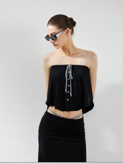 kvkv Solid Two Way Drawstring Cropped Loose Women&