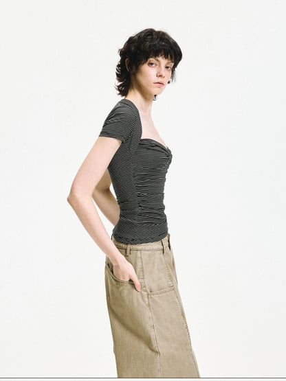 kvkv Square Neck Knitted Fitted Tee