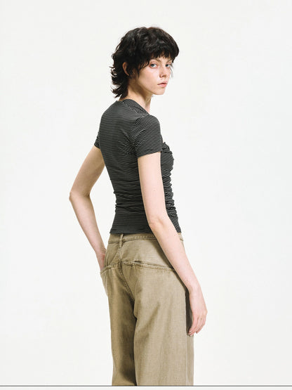 kvkv Square Neck Knitted Fitted Tee