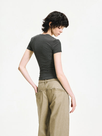 kvkv Square Neck Knitted Fitted Tee
