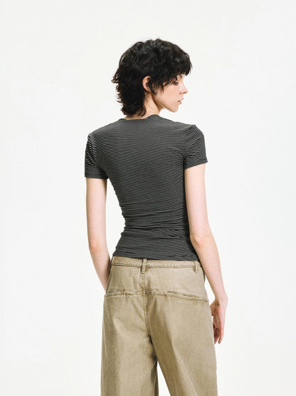 kvkv Square Neck Knitted Fitted Tee
