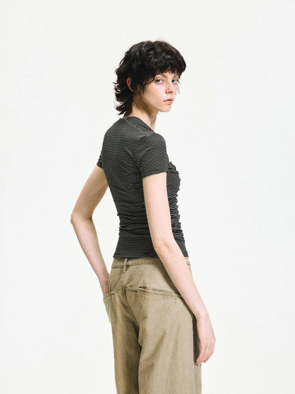 kvkv Square Neck Knitted Fitted Tee