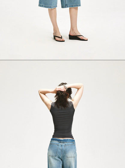 KVKV Yoga Clothing Brand - Square Neck Pleated Tank Top