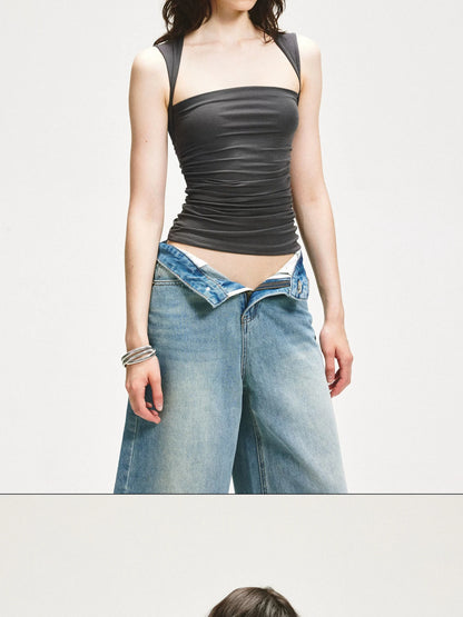 KVKV Yoga Clothing Brand - Square Neck Pleated Tank Top