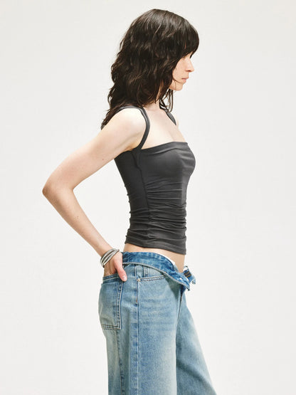 KVKV Yoga Clothing Brand - Square Neck Pleated Tank Top
