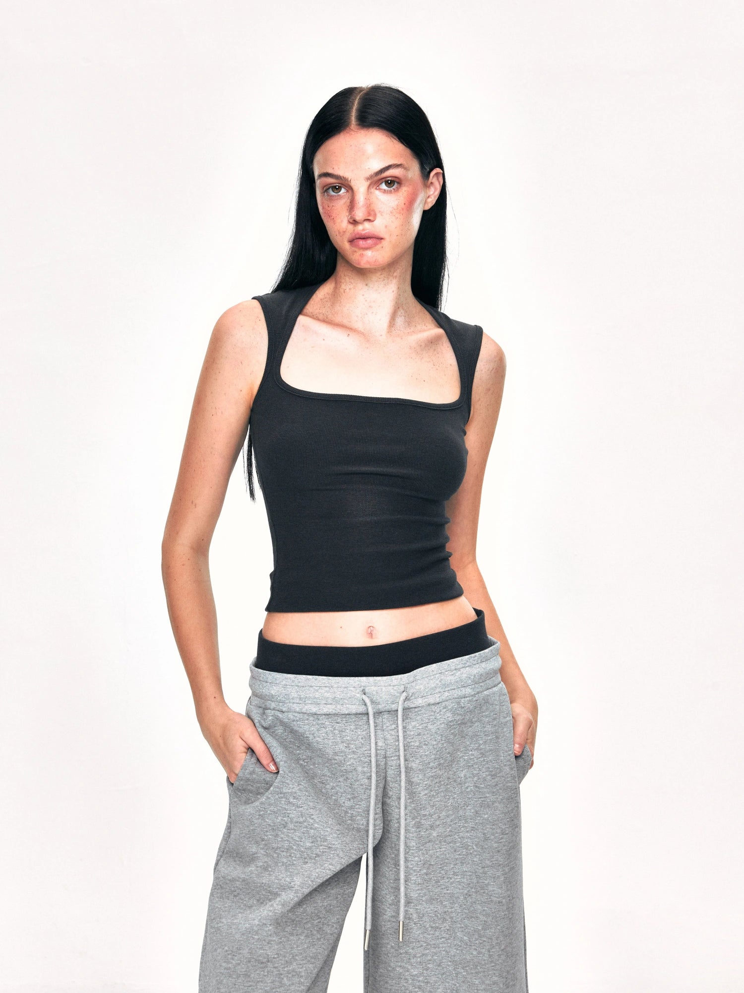 Square Neck Wide Strap Vest