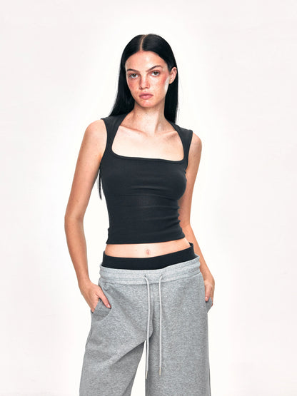 Square Neck Wide Strap Vest
