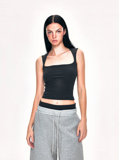 Square Neck Wide Strap Vest
