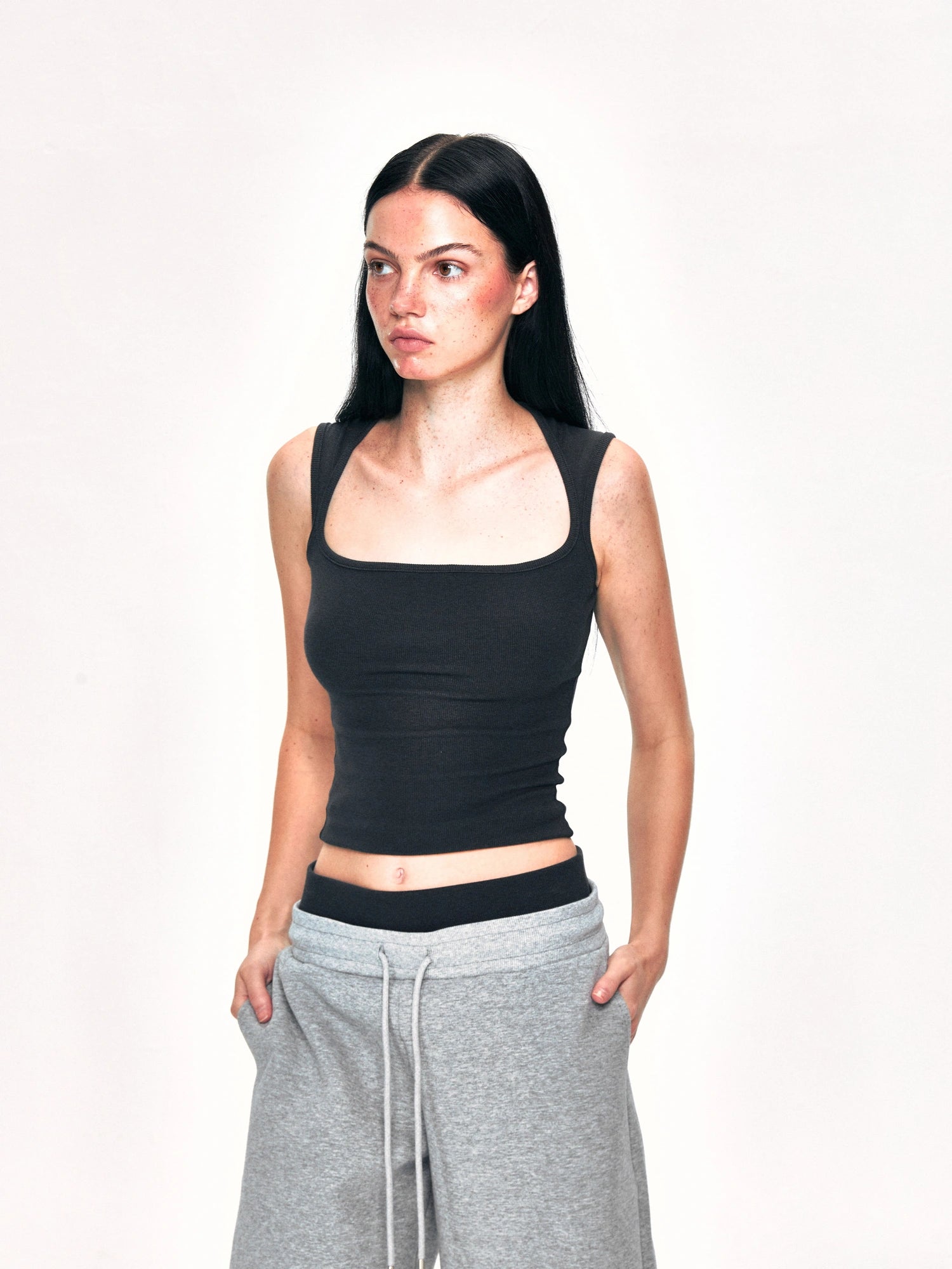 Square Neck Wide Strap Vest