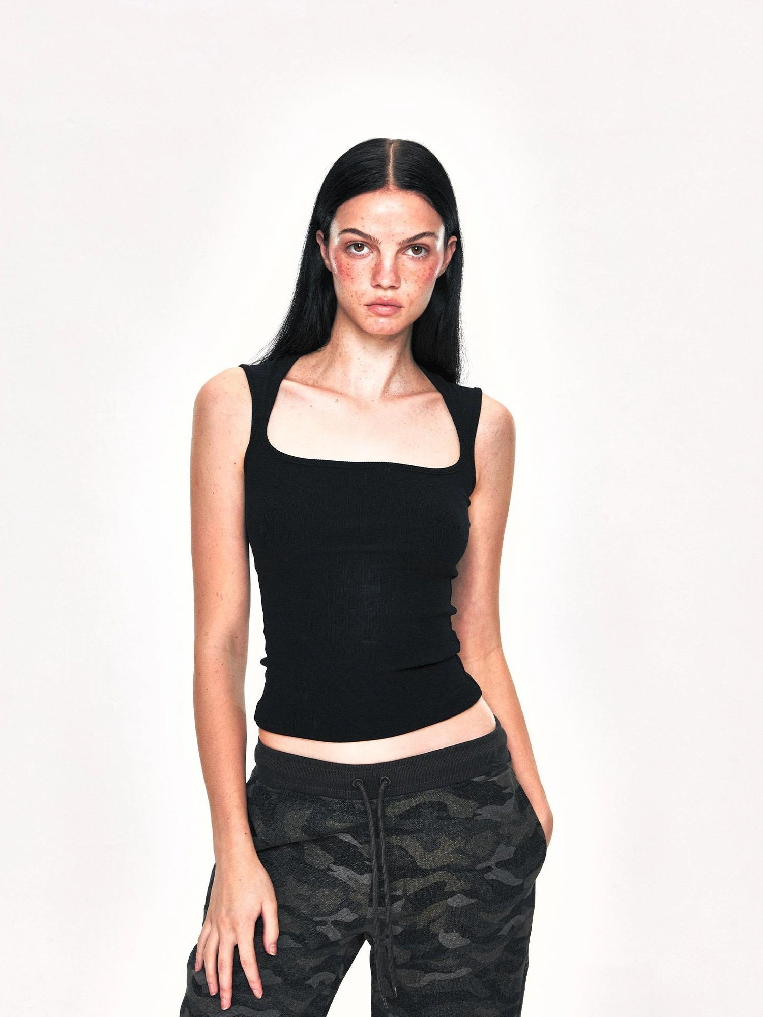 Square Neck Wide Strap Vest