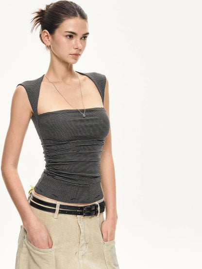kvkv Strappy Square Neck Fitted Tank Top