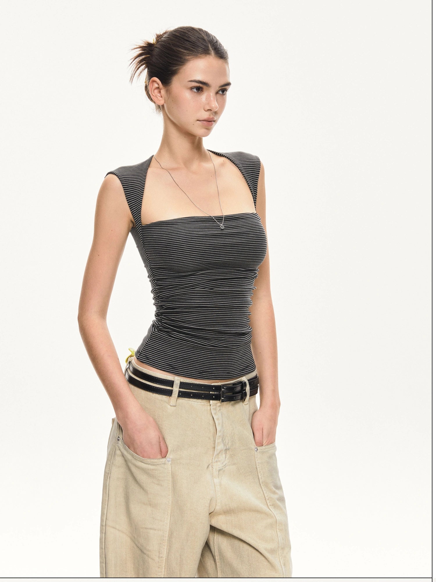 kvkv Strappy Square Neck Fitted Tank Top