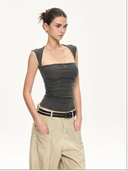 kvkv Strappy Square Neck Fitted Tank Top