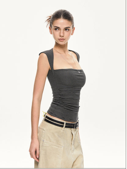 kvkv Strappy Square Neck Fitted Tank Top