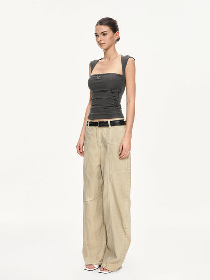 kvkv Strappy Square Neck Fitted Tank Top