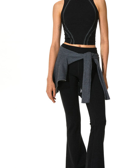 kvkv Strappy Yoga Tank Top V-neck T-shirt Long Sleeve