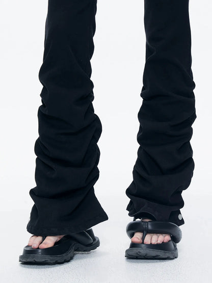 kvkv Stretch Black Flared Ruffle Hem Jeans