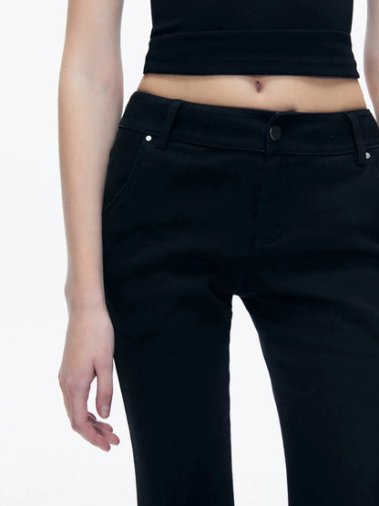 kvkv Stretch Black Flared Ruffle Hem Jeans