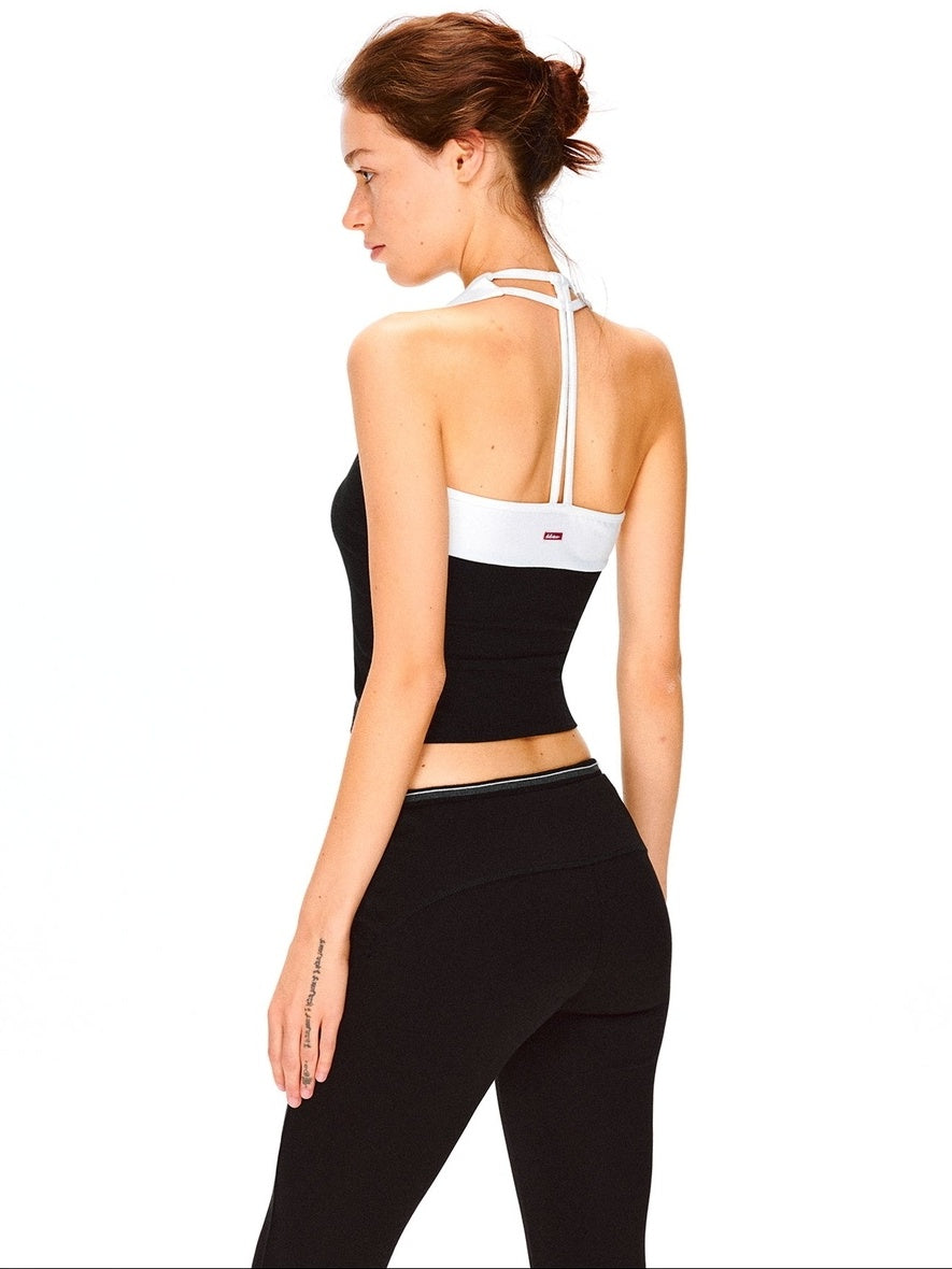 kvkv Stretch Cotton Blend Slim U Neck Cropped Womens Minimalist Black Tank Tops