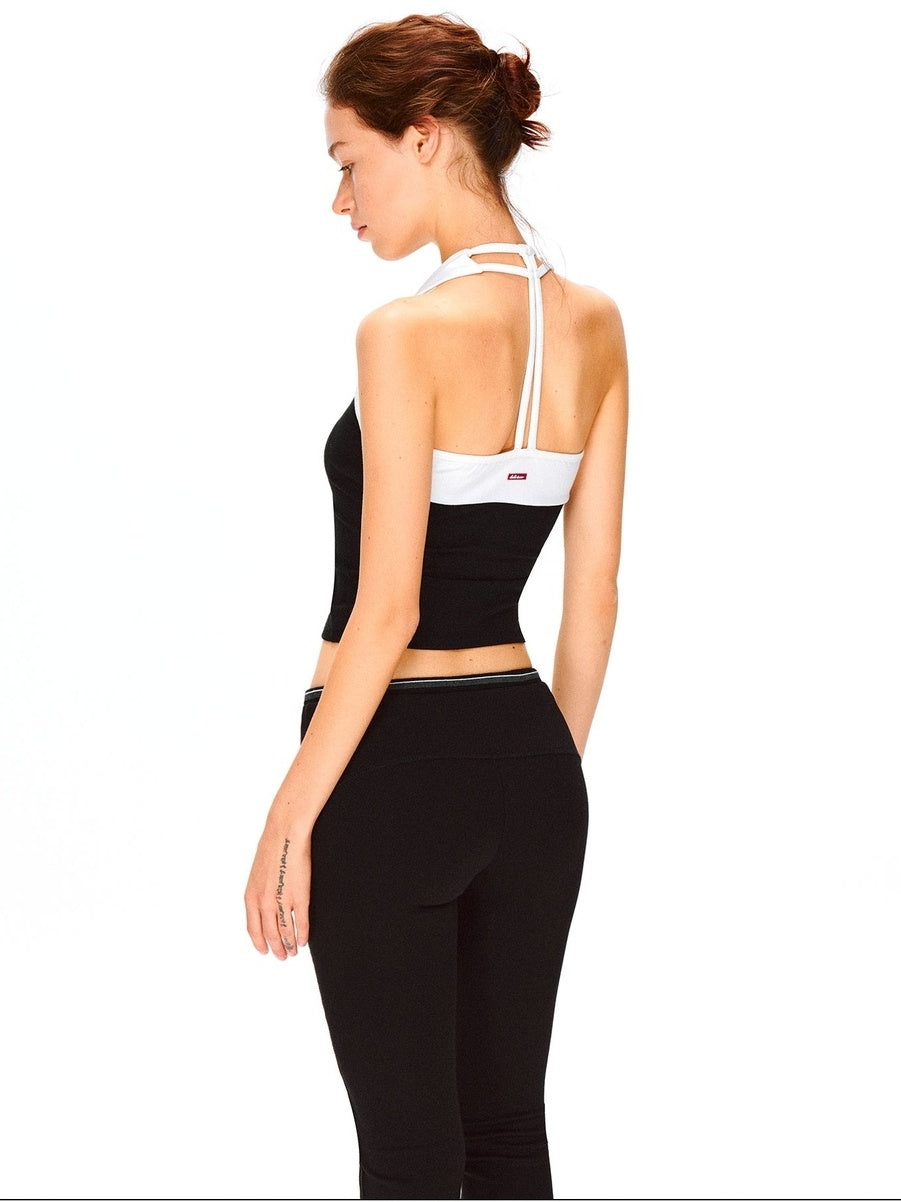 kvkv Stretch Cotton Blend Slim U Neck Cropped Womens Minimalist Black Tank Tops