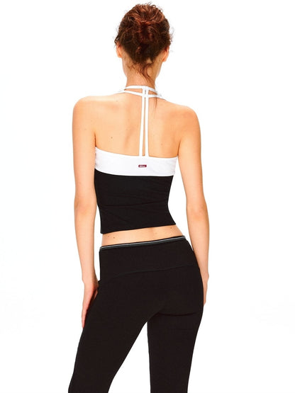 kvkv Stretch Cotton Blend Slim U Neck Cropped Womens Minimalist Black Tank Tops