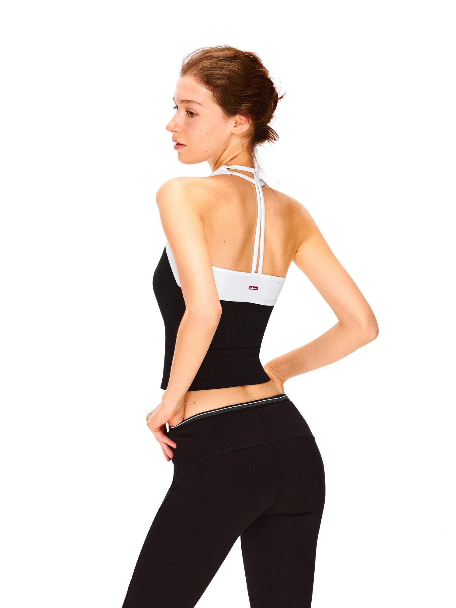 kvkv Stretch Cotton Blend Slim U Neck Cropped Womens Minimalist Black Tank Tops