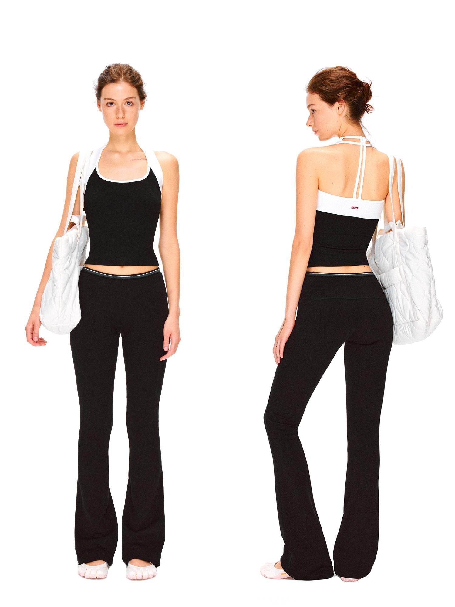 kvkv Stretch Cotton Blend Slim U Neck Cropped Womens Minimalist Black Tank Tops