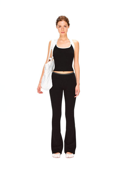 kvkv Stretch Cotton Blend Slim U Neck Cropped Womens Minimalist Black Tank Tops