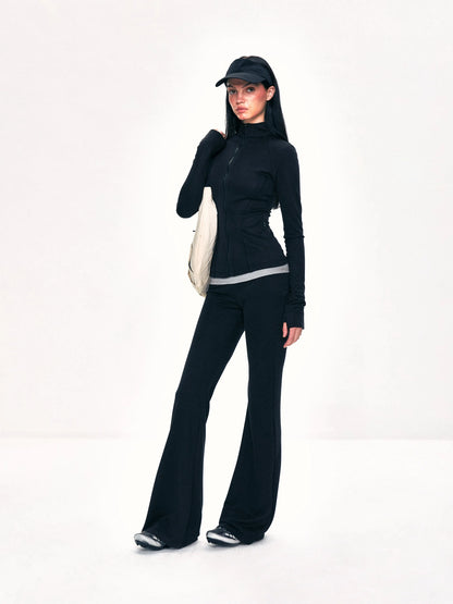 kvkv Stretch Flared Yoga Pants With Contrast Panels