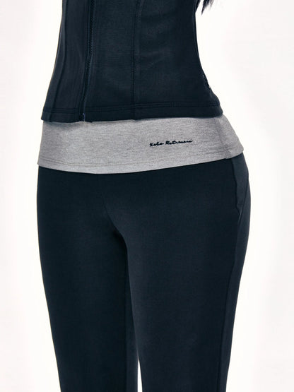 kvkv Stretch Flared Yoga Pants With Contrast Panels