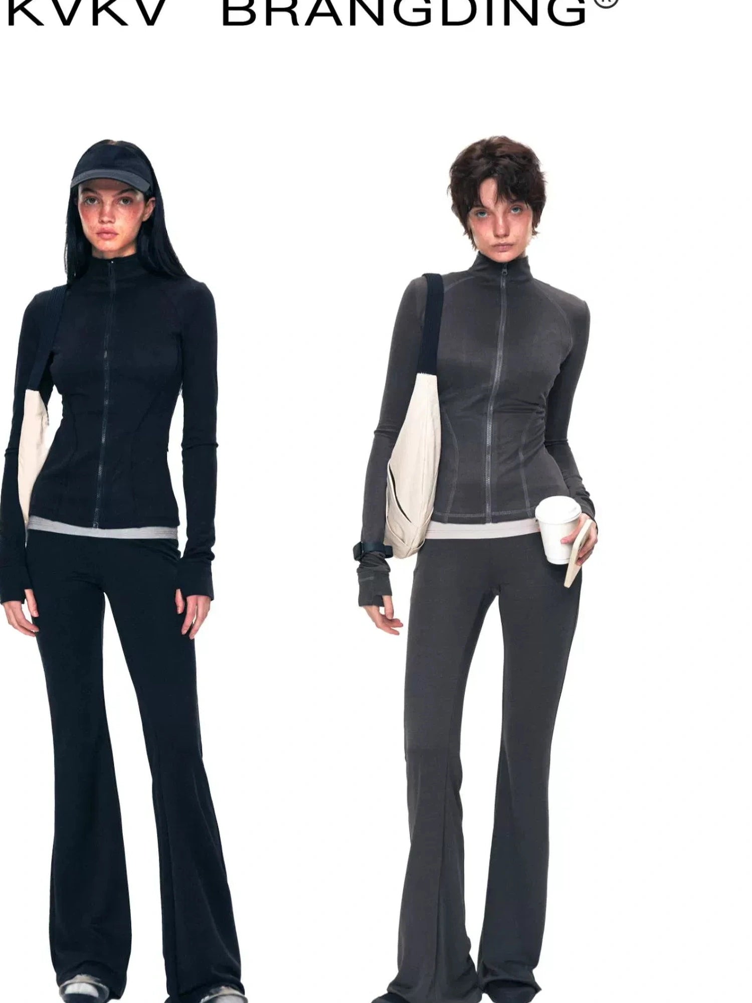 kvkv Stretch Flared Yoga Pants With Contrast Panels