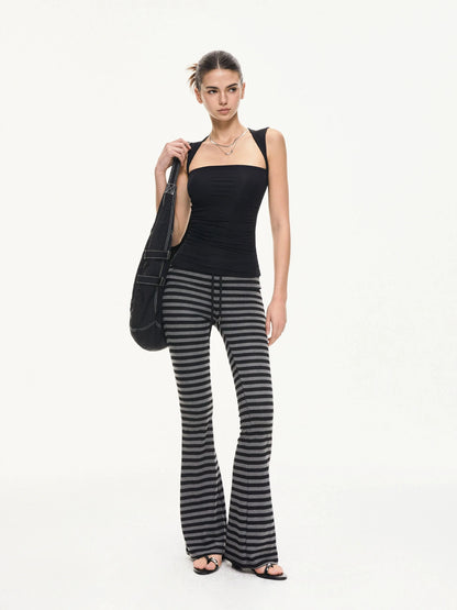 kvkv Stretch Flared Yoga Pants With Gray Stripe