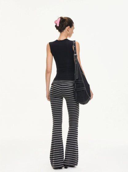 kvkv Stretch Flared Yoga Pants With Gray Stripe