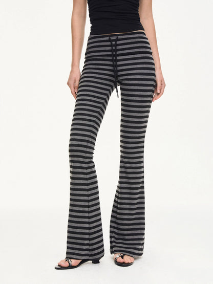kvkv Stretch Flared Yoga Pants With Gray Stripe