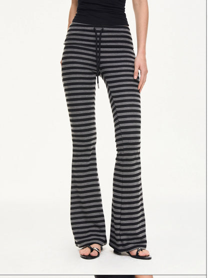 kvkv Stretch Flared Yoga Pants With Gray Stripe
