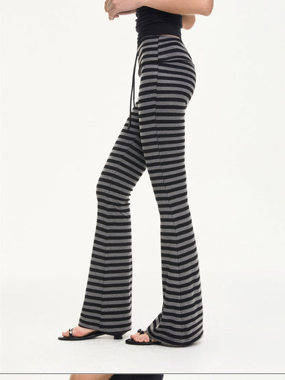 kvkv Stretch Flared Yoga Pants With Gray Stripe
