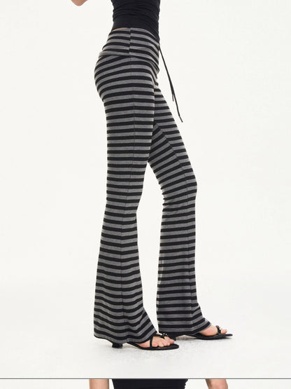 kvkv Stretch Flared Yoga Pants With Gray Stripe