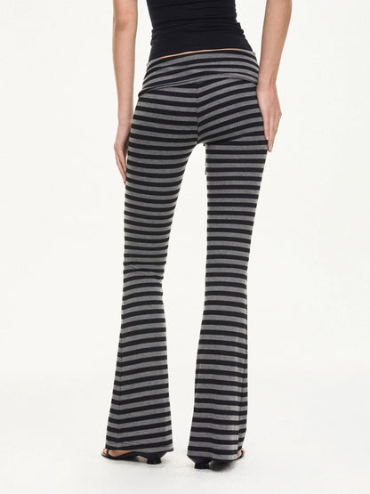 kvkv Stretch Flared Yoga Pants With Gray Stripe
