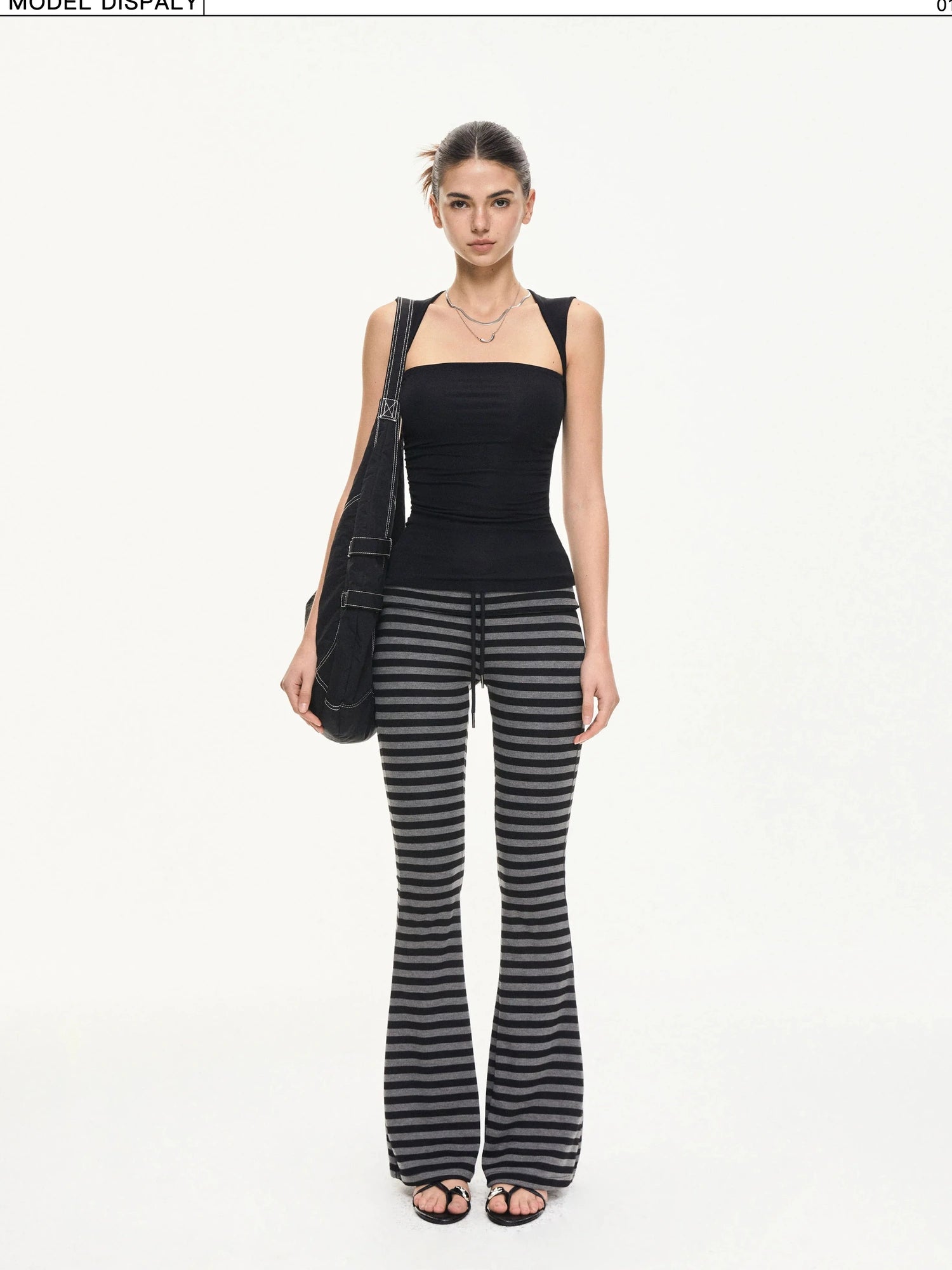 kvkv Stretch Flared Yoga Pants With Gray Stripe
