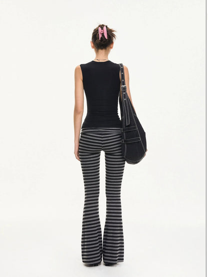 kvkv Stretch Flared Yoga Pants With Gray Stripe