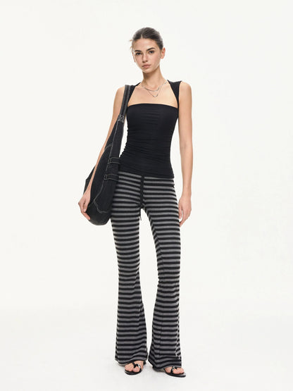 kvkv Stretch Flared Yoga Pants With Gray Stripe