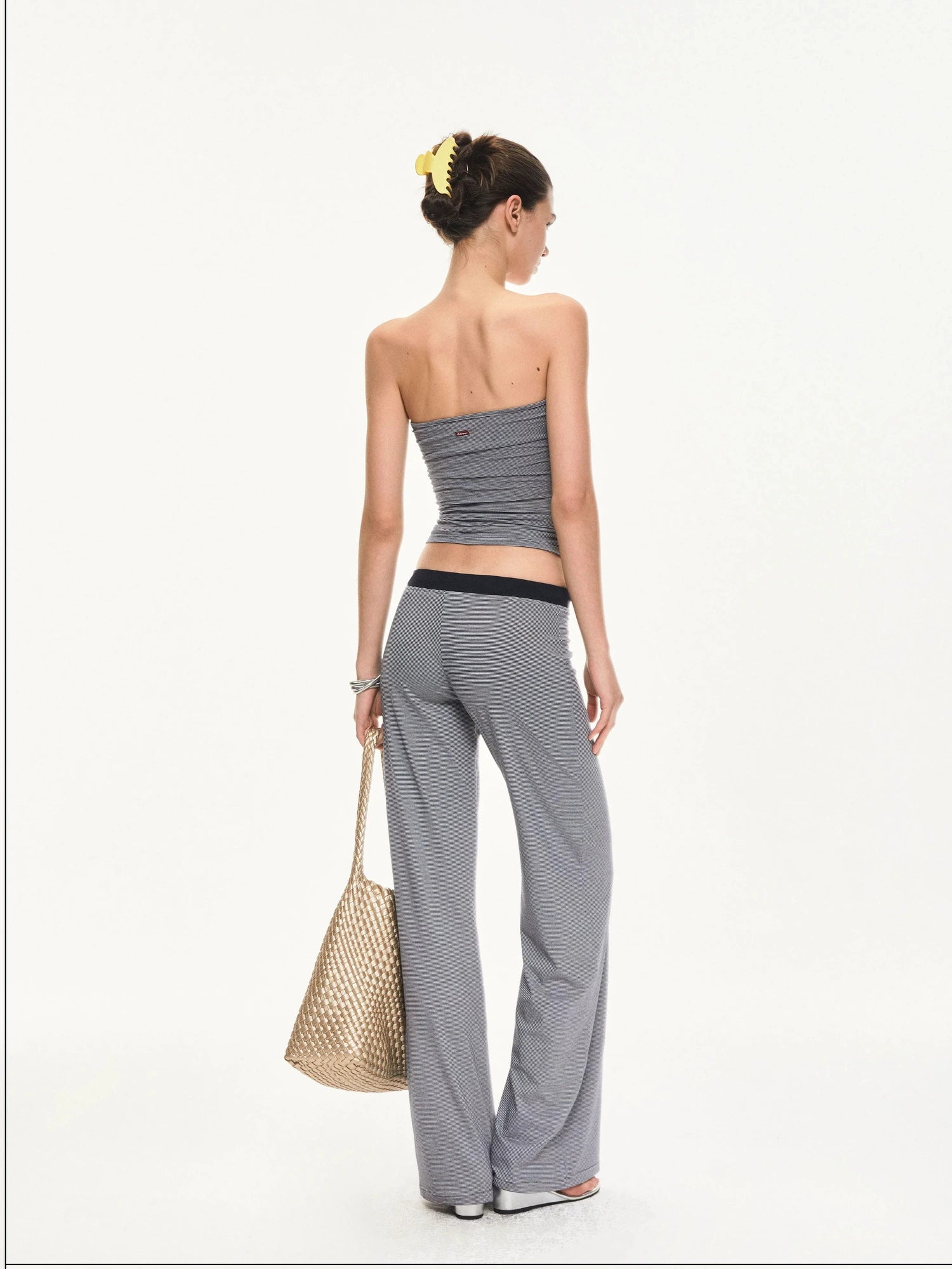 KVKV Yoga Clothing Brand - Stripe Knit Drawstring Wide Leg Yoga Pants