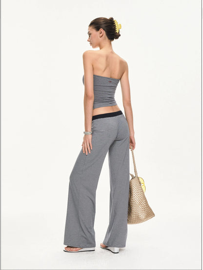 KVKV Yoga Clothing Brand - Stripe Knit Drawstring Wide Leg Yoga Pants