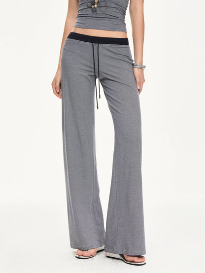 KVKV Yoga Clothing Brand - Stripe Knit Drawstring Wide Leg Yoga Pants