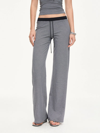 KVKV Yoga Clothing Brand - Stripe Knit Drawstring Wide Leg Yoga Pants