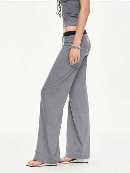 KVKV Yoga Clothing Brand - Stripe Knit Drawstring Wide Leg Yoga Pants