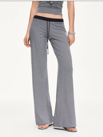 KVKV Yoga Clothing Brand - Stripe Knit Drawstring Wide Leg Yoga Pants