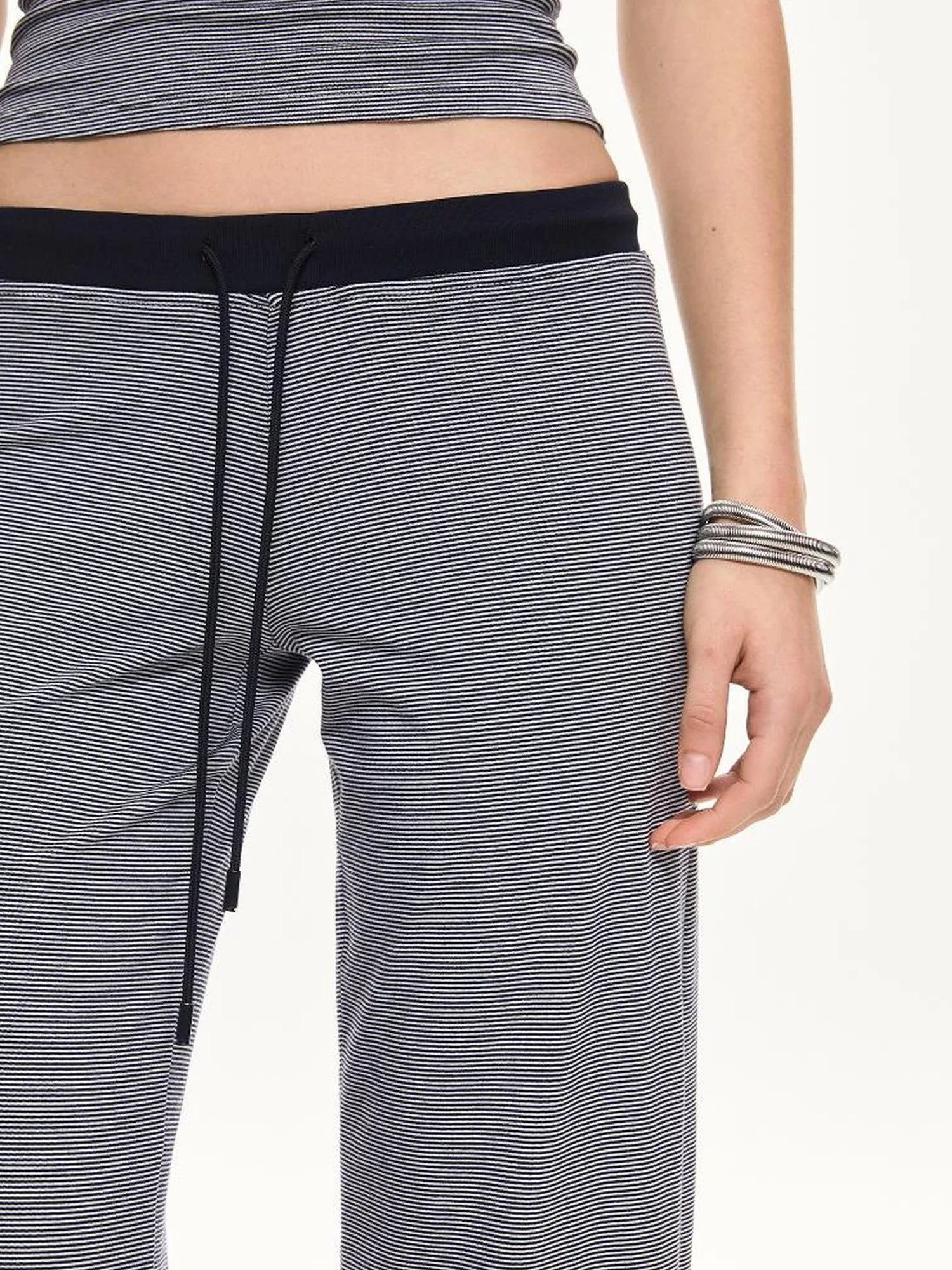 KVKV Yoga Clothing Brand - Stripe Knit Drawstring Wide Leg Yoga Pants